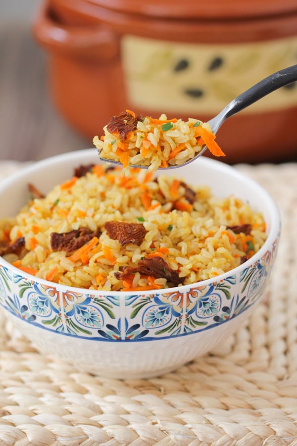 Carrot and Mushroom Brown Rice