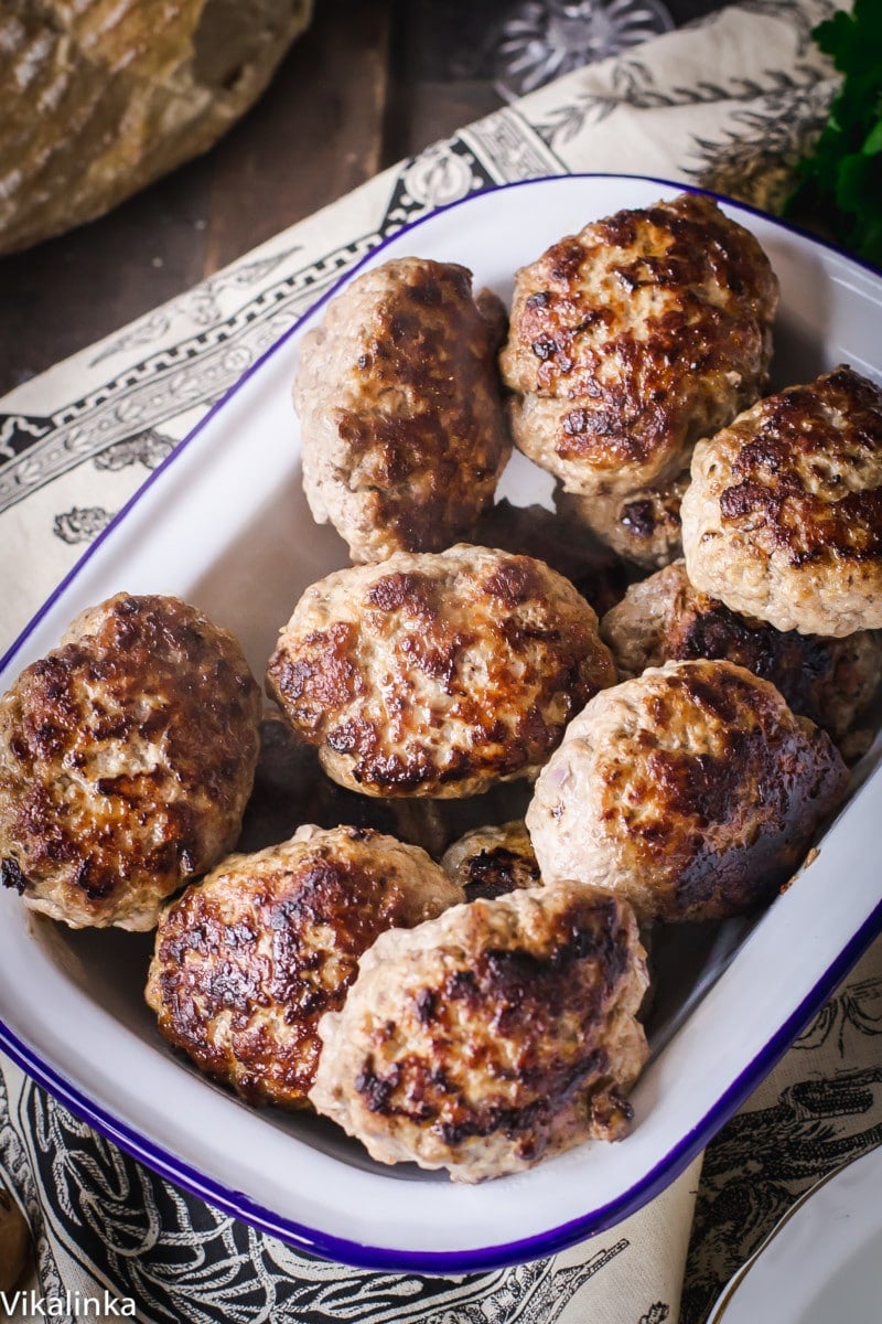 Meat Patties Kotlety with Wild Mushroom Sauce
